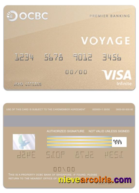 Singapore OCBC Bank voyage visa infinite card